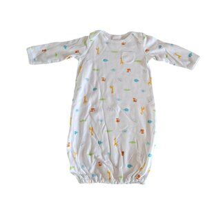 Gymboree Sleep Gown White with Zoo Animals Gender Neutral 6-9 Months Cotton